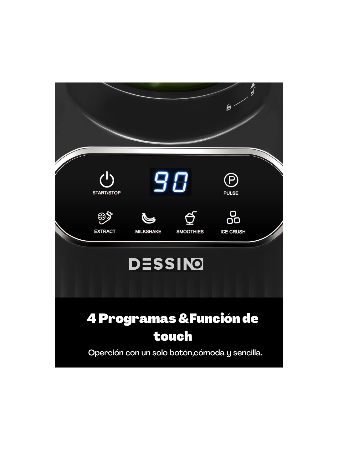 DESSINO Touchscreen Batidora de vaso de 1200 W, Jarra de 1,5 L, 6 cuchillas extraíbles, Acabado acero-inoxidable,5 funciones para triturar hielo y frutas congeladas, vaso portátil de 710 ml.Color gris.