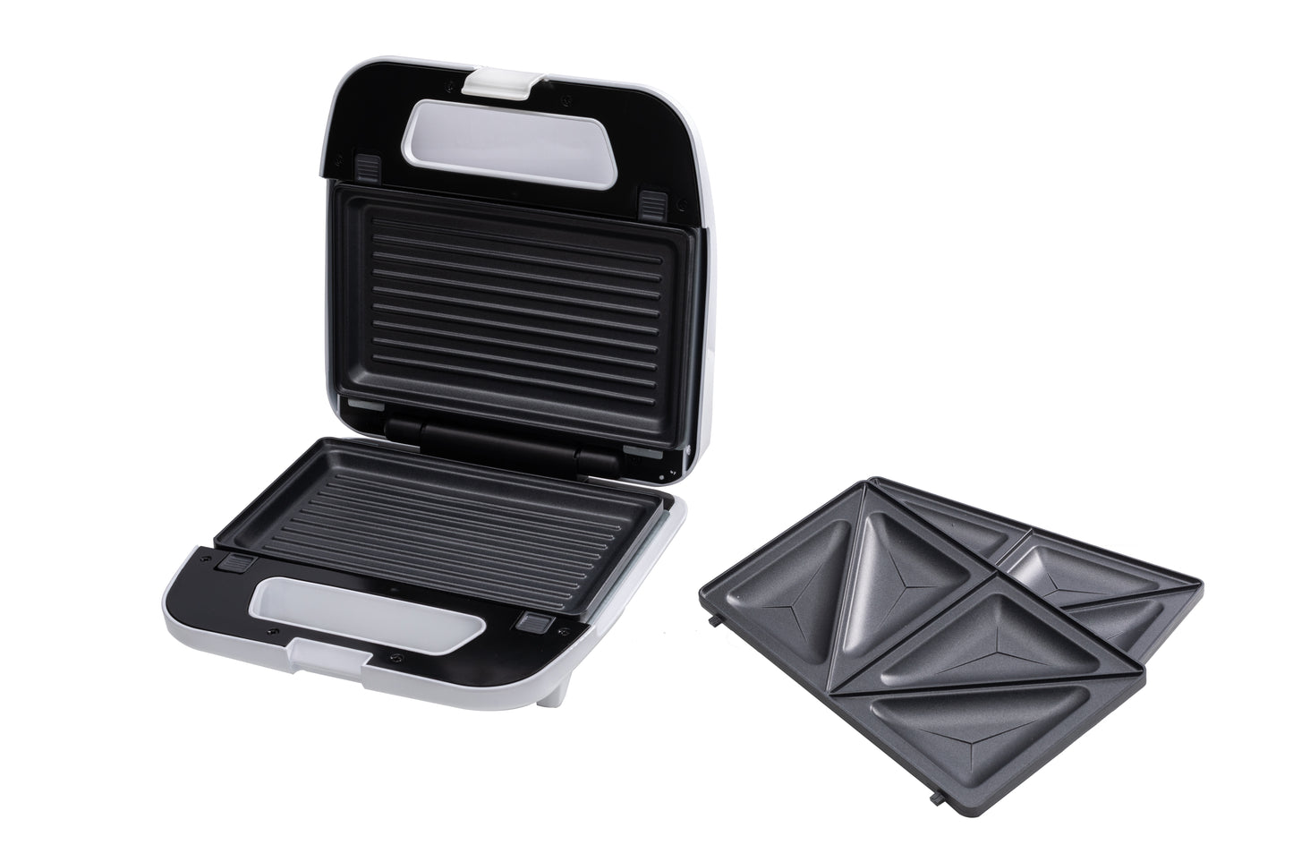 Sandwichera blanca Dessino 2 en 1 con 2 placas intercambiales
