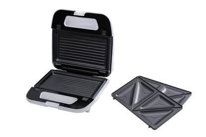 Sandwichera blanca Dessino 2 en 1 con 2 placas intercambiales