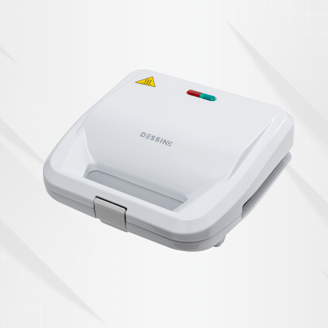 Sandwichera blanca Dessino 2 en 1 con 2 placas intercambiales